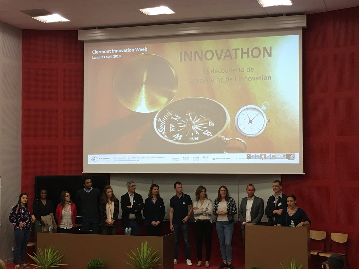 Marie_GC63's tweet photo. Belle initiative à Clermont ! #InnovationWeek ! La RetD de @DomesPharma à la présentation des acteurs de l’innovation lors de l’Innovathon ce matin ! https://t.co/u5OdraGgLJ