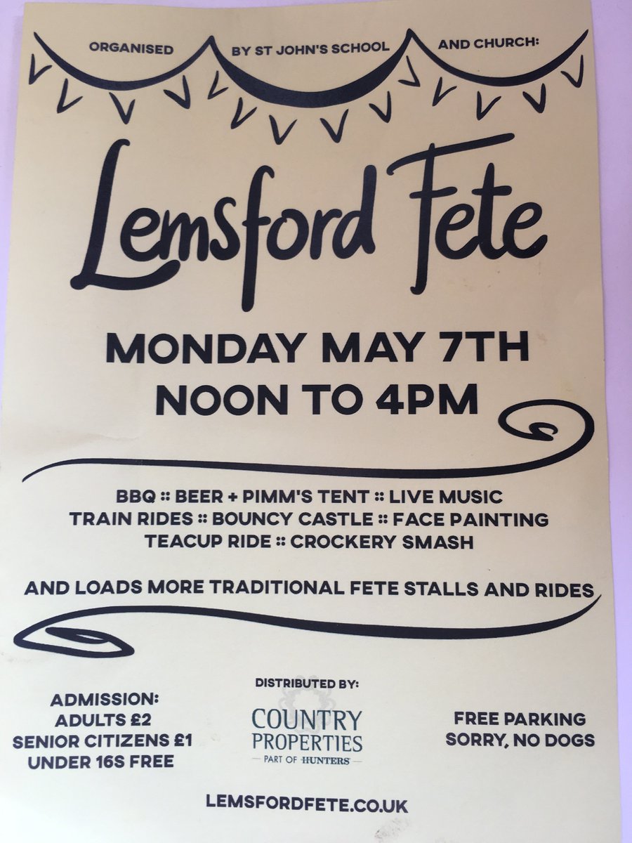 The 2018 Lemsford Fete will be held at St John’s School and Church on Monday 7th May #hertsfete #summerfete bit.ly/2HvYbZB