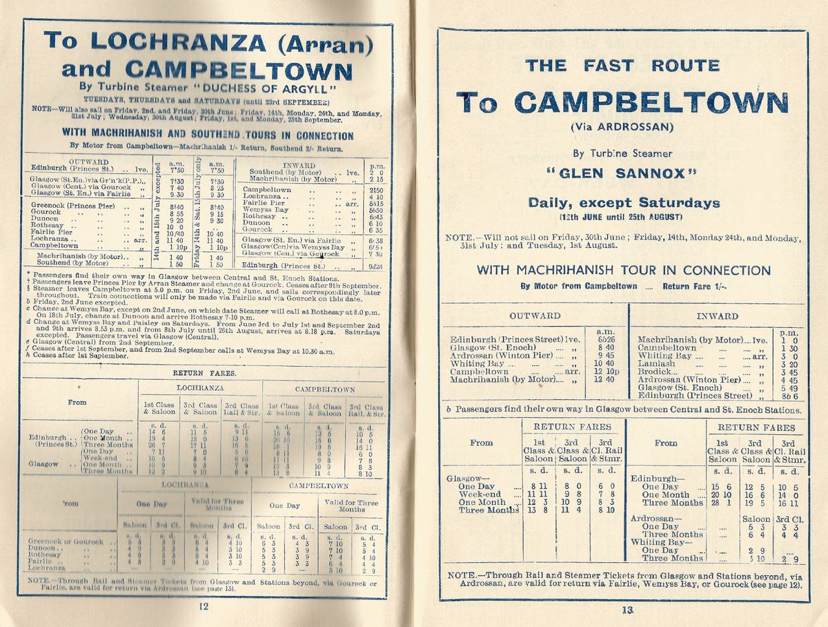 80 years ago, you could catch a daily steamer run by a subsidiary of MacBraynes from Ardrossan - reaching Campbeltown in under two and a half hours.  Today, it's 2018, and <a href="/CalMacFerries/">CalMac Ferries</a> cannot even find a boat to run the service.  #progress #Scotland #Summer2018 Please Retweet.
