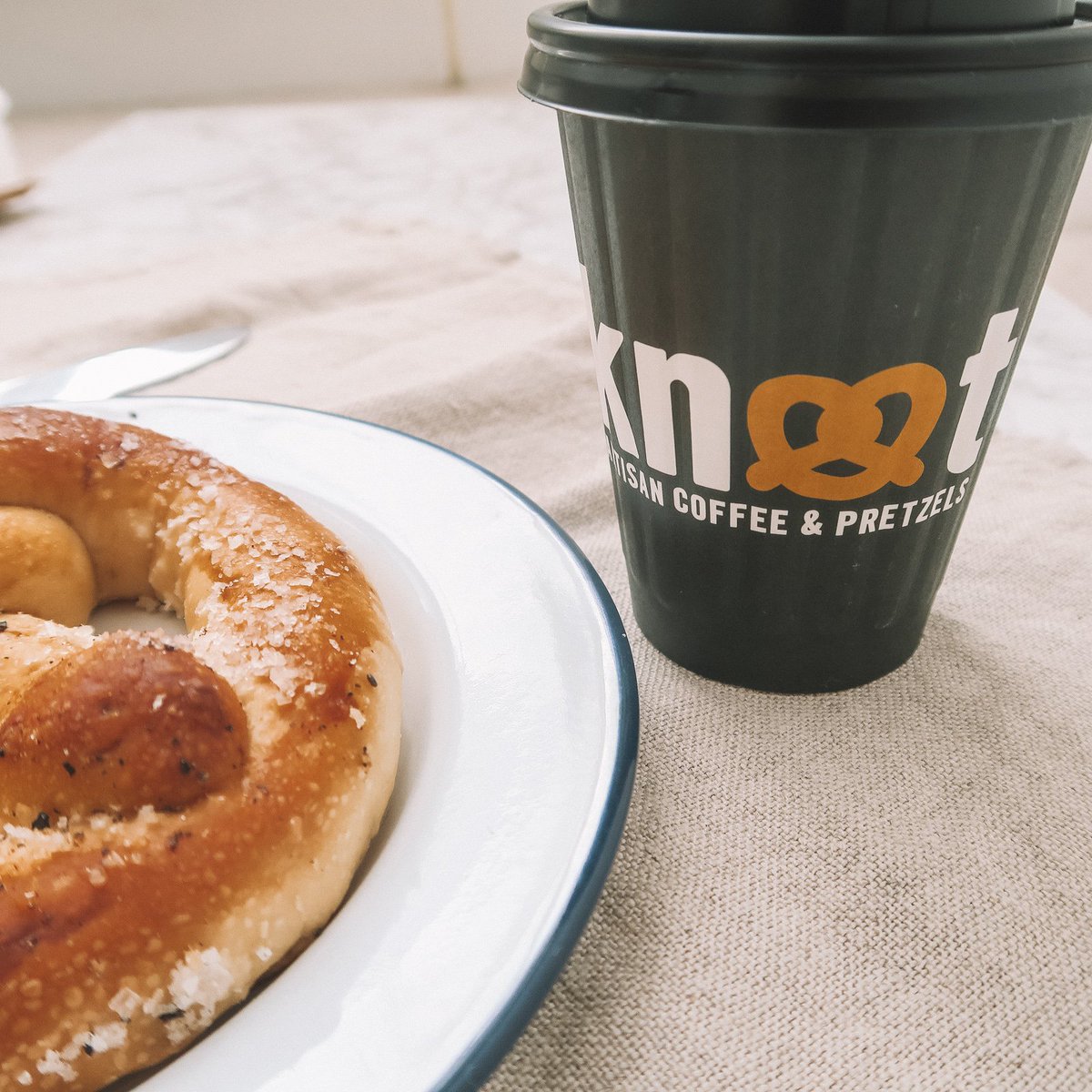 Do what you love, and you'll never have a problem with Monday.  We love eating pretzels and drinking coffee.  You? #knotpretzels #londonfood #londoncoffee