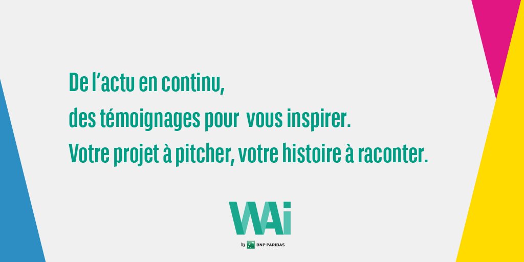 WAI_BNPP's tweet photo. Bienvenue sur le Twitter officiel de #WAI_BNPP !
Rejoignez-nous pour parler #innovation #startup #entrepreneuriat #tech avec une belle dose de motivation 🌍📱 https://t.co/OAugPp91Ew