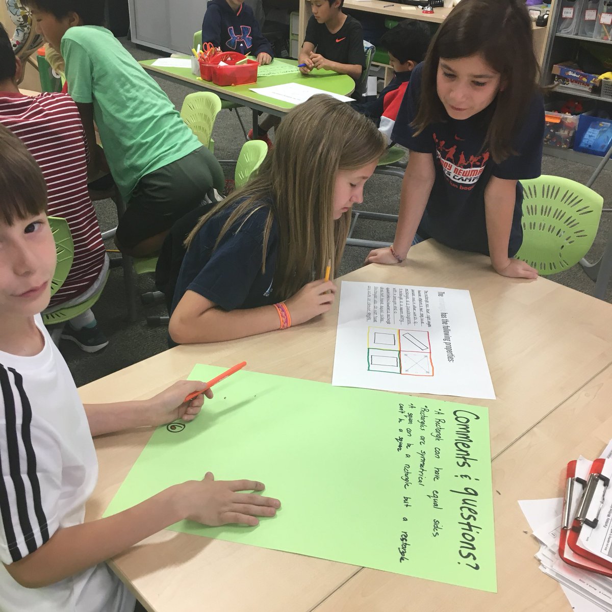 HarrisonASIJ's tweet photo. Doing a gallery walk protocol to give feedback and ask questions about how we defined and drew geometric shapes based on their attributes. https://t.co/PxzFTimEQS
