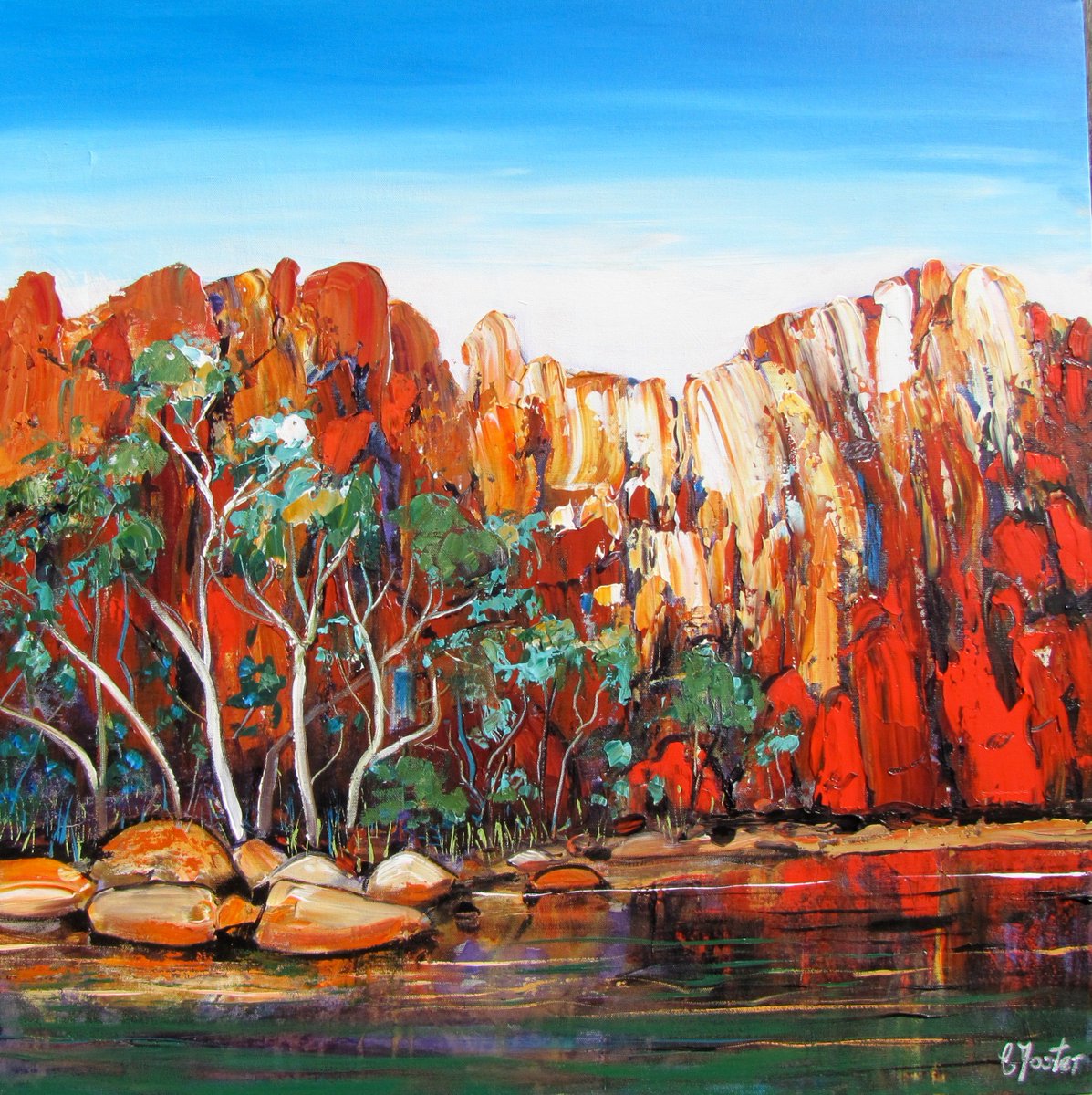 ArtToColourLife's tweet photo. King Leopold Gorge ~ Acrylic by #artist Carole Foster. Enjoy this wonderful #FreeArtLesson on how to paint dynamic landscapes with arcylics. #ArtistToWatch #painting #art https://t.co/4zbZ62wHac https://t.co/I1bZNqHShm
