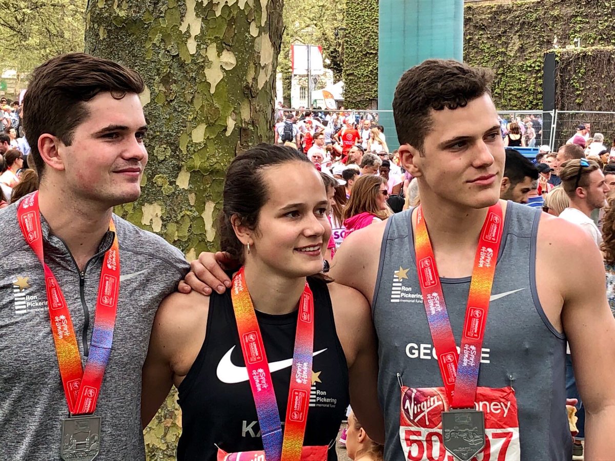 RunforRon's tweet photo. The morning after the @LondonMarathon - more thoughts and thanks to our wonderful fundraising teams. Special shout out #TeamBarrow &amp; #TeamDenison ‘captains’ below - We salute you! X https://t.co/KMpr92DWcR