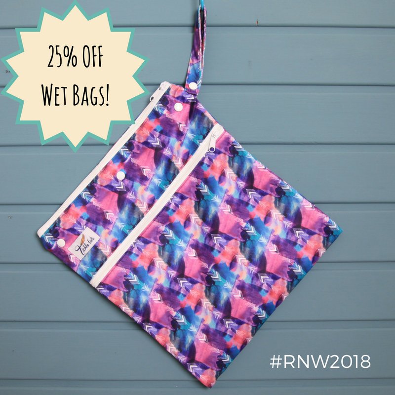 TickleTotsNappy's tweet photo. To celebrate Real Nappy Week we have 25% Off our wet bags! With a wet and dry compartment and a handy detachable mesh bag, these are a favourite for nursery and out and about! #RNW2018 #tickletots #realnappyweek #clothnappies #makeclothmainstream https://t.co/FGo4S4hLa3
