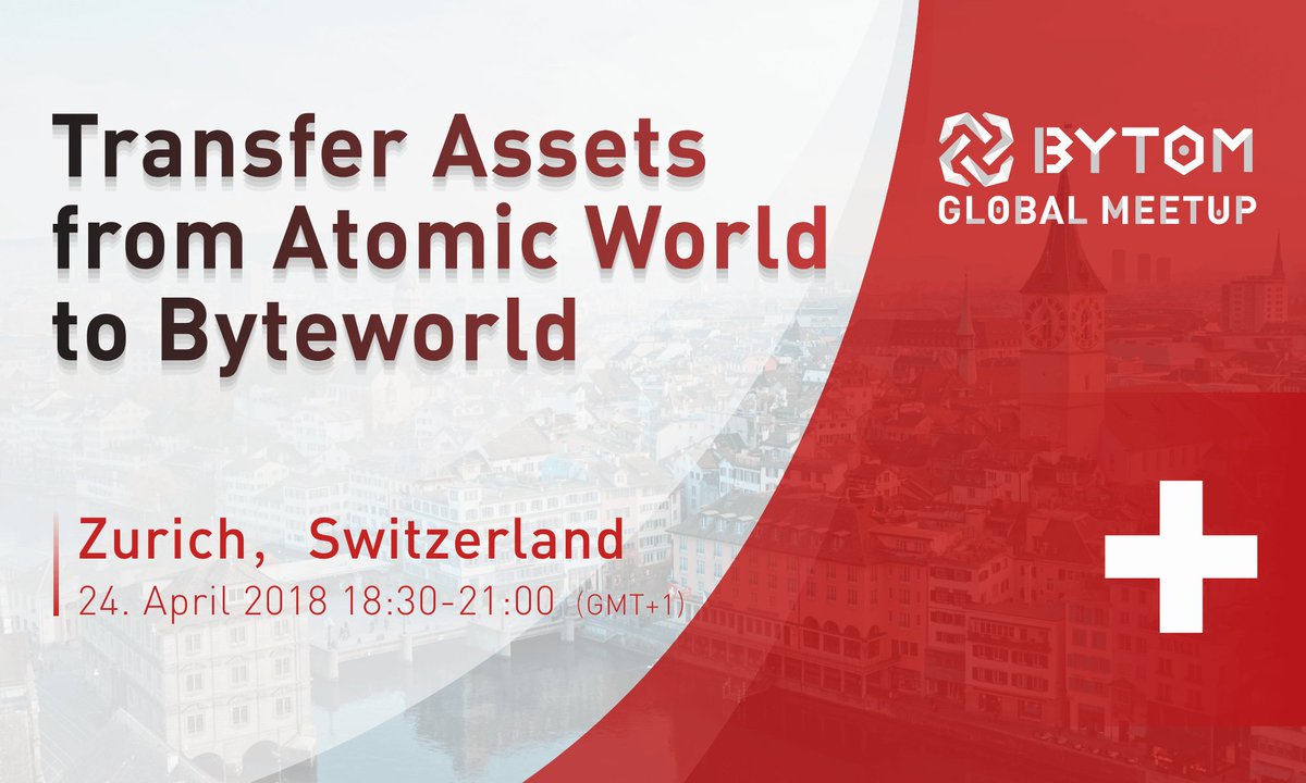 Bytom never stops its step. Bytom Europe Meetups are waiting for you!
‼️‼️
4/23 in #Germany
4/24 in #Switzerland

#bytom #cryptocurrency #bitcoin #ETHEREUM  #reddit