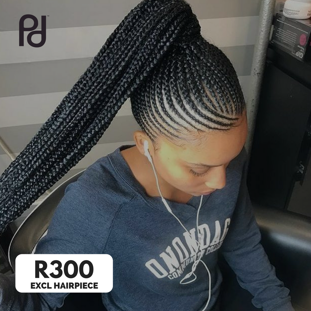 Picadoo on Twitter: "Book now this straight up cornrow style excluding Hairpiece at R300 by Ida ...