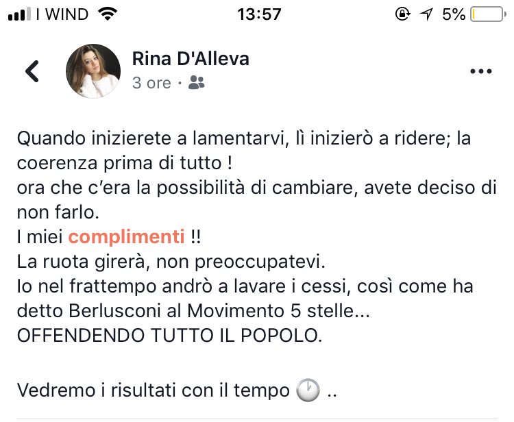 RinaDAlleva's tweet photo. E aggiungo dicendo che è successo ciò per i vostri comodi! 
Da sinistra a destra, da destra a sinistra.. fate come le bandiere.. solo ed esclusivamente per i vostri interessi non pensando a tutto il popolo italiano !!!
UNO SCHIFO! 
#MoVimento5Stelle #elezioniMolise #elezioni2018 https://t.co/M1KICgTuVx