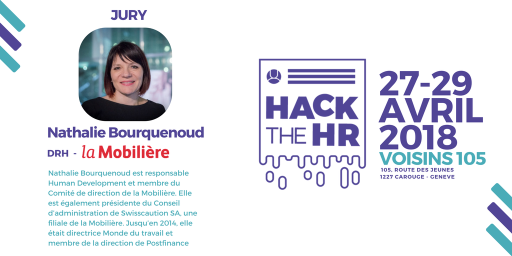 hackthehr_ch's tweet photo. En tant que DRH de la Mobilière, Nathalie Bourquenoud apportera son expertise des Ressources Humaines lors du verdict de dimanche. #makeHRgreatagain #hrtech #startup #geneva Encore quelques places disponibles ici : https://t.co/JjM0CO3c7x https://t.co/x9wAk2DB4L