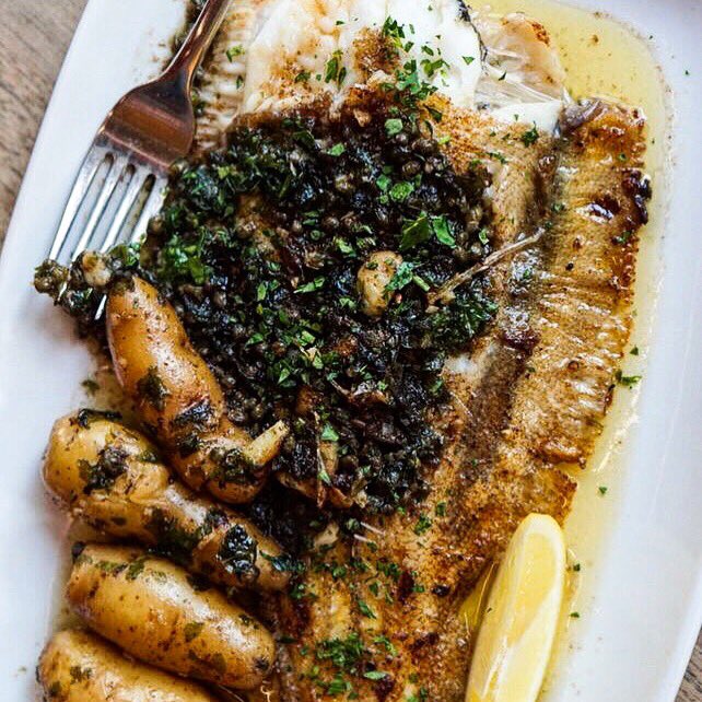 Megrim.

Not a fish you may have heard of seeing as it’s mostly chucked back into the sea. <a href="/SouthbankFish/">Southbank Fresh Fish</a> have specially requested it just for us, so come and give it a whirl - it’s delicious served with seaweed butter and Jersey royals.
⠀⠀
#sustainablefishing #lunch #bankside