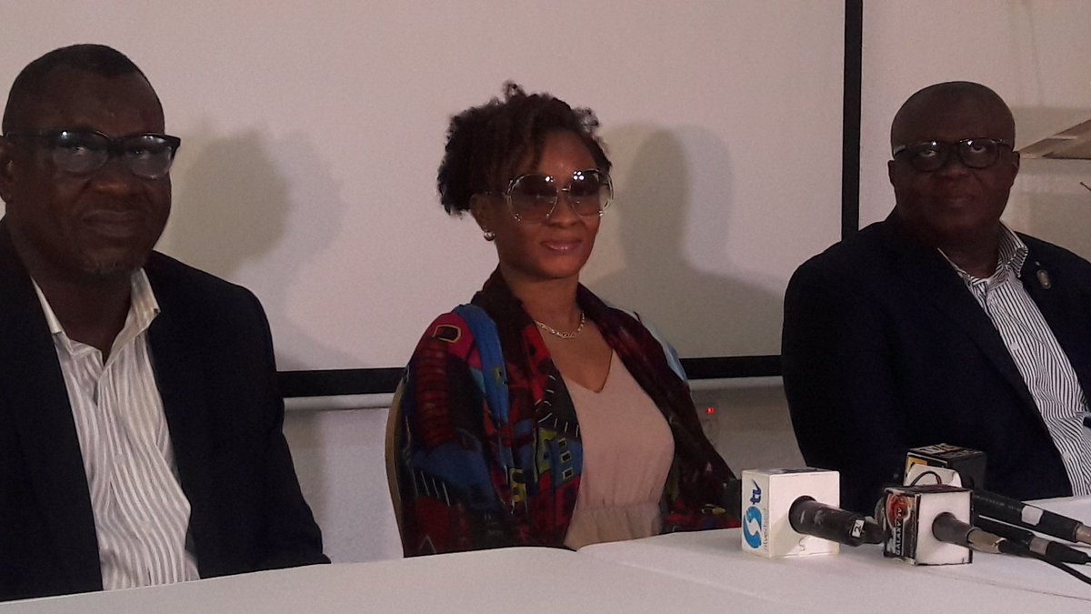 Table tennis legend Funke Oshonaike announces activities to mark her birthday and foundation clinic for young players. She is flanked by Engineer Osuntuyi, chair Lagos Country Club TT Section &amp; Mr Ehi Braimah, MD Adna Hotel.