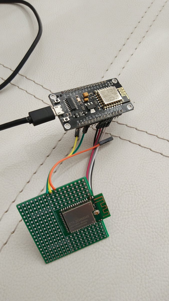 LeopolisDream's tweet image. Pretty flexible combo #esp8266 and Nordic #nrf52 Nrf52832, Esp is running remote TCP serial console and cmsis-dap over TCP-usb bridge. Nordic soc is running a #zephyrproject RTOS #ble #mesh sample proxy node. Even remote gdb debugging is possible :)