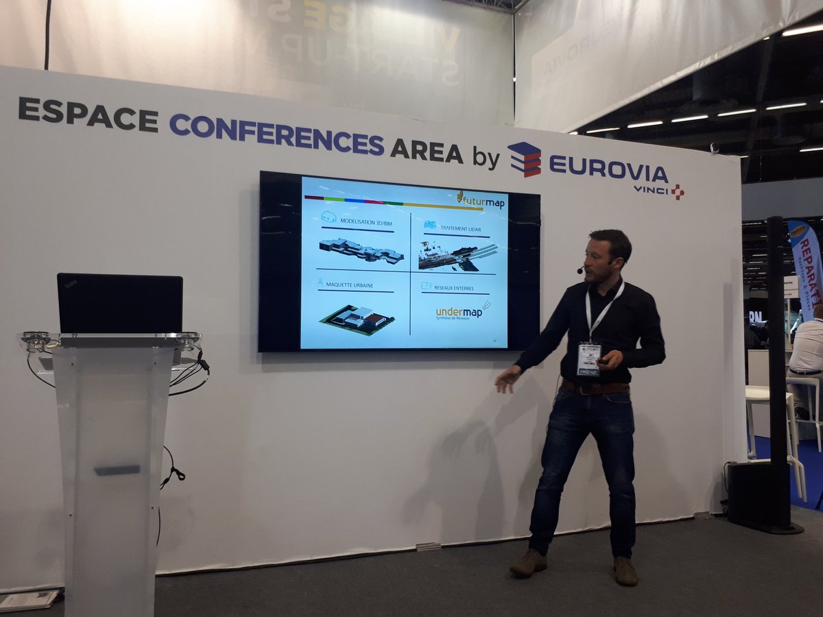 NaouriMaxence's tweet photo. Pitch de #futurmap #modelisation sur village start-up by @Eurovia_Group @intermatparis https://t.co/TZMWXJ6c9u