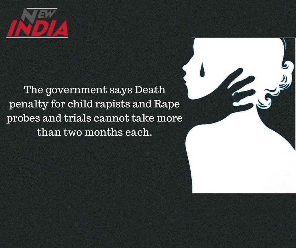 IAmTheNewIndia's tweet photo. Government says capital punishment for #childrapists, #Rape probes and trials cannot take more than two months each.
The government has signed of an emergency executive order, to introduce #DeathForChildRapists on saturday 21st April 2018 .#IAmTheNewIndia https://t.co/vJngKi9xYA