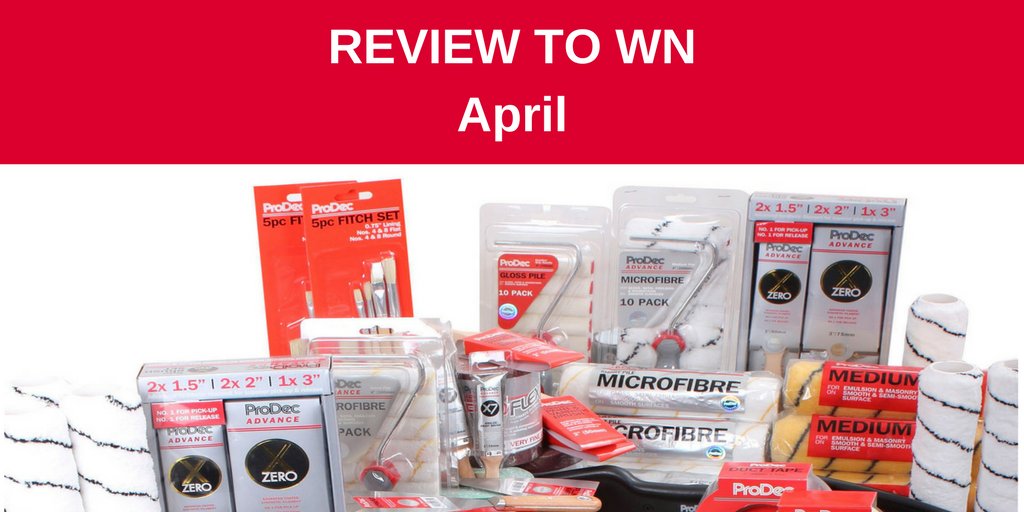 ProDecProducts's tweet image. April's Review to Win competition is open! Every month we’re giving one lucky reviewer £100 of #ProDec products,  just for writing their #review. So if you’ve used something in the ProDec range, review it and tell people what you think  buff.ly/2ndgjeq  #decorating #DIY