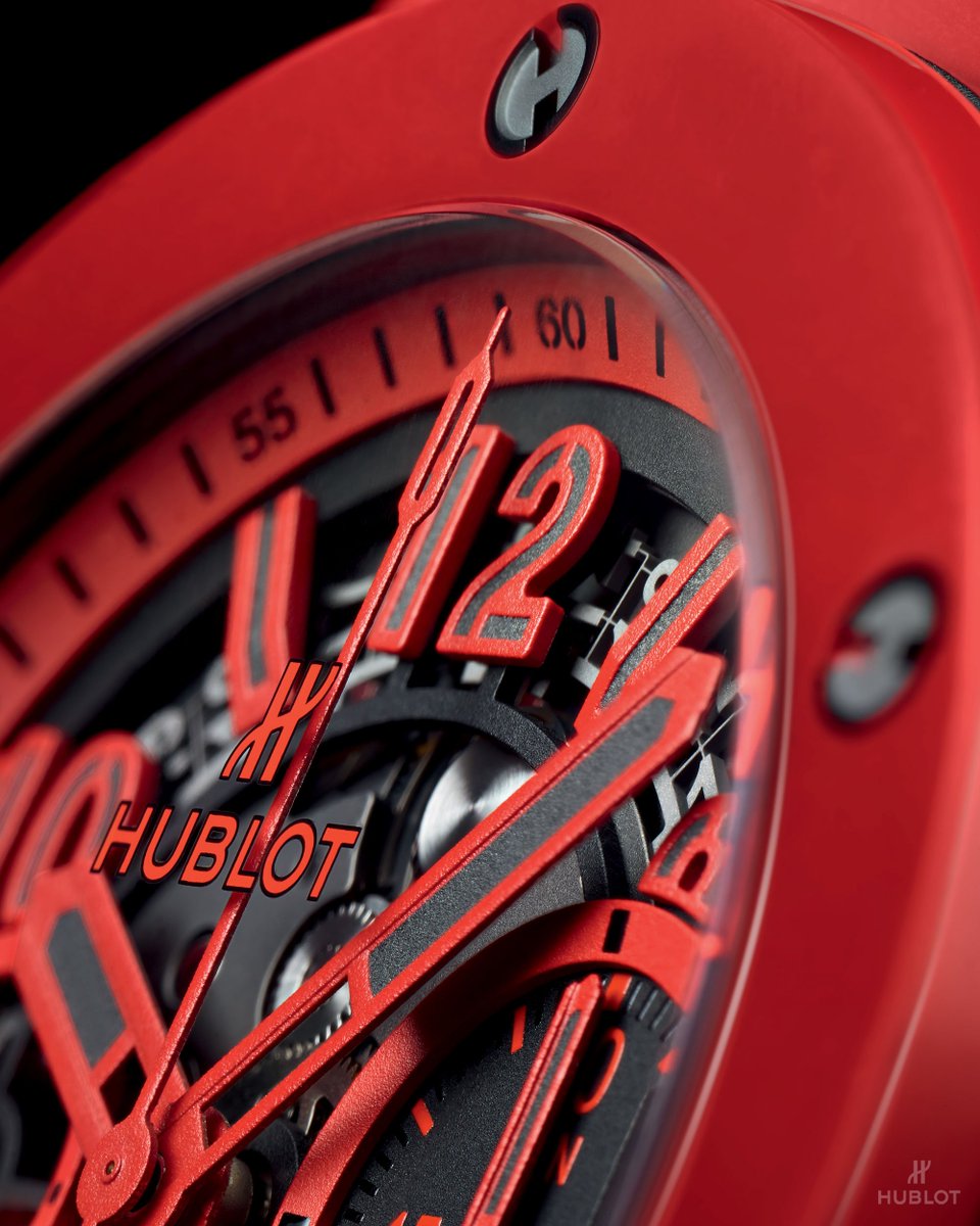 Hublot's tweet photo. New #BigBangRedMagic. The colour is achieved through a major innovation whereby a fusion of pressure and heat sinters the ceramic without burning the pigments. #RedCeramic https://t.co/mgU9Cii4Iv