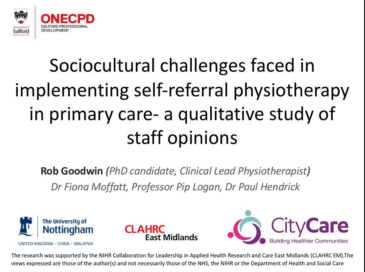 goodyrob's tweet photo. Great morning. I’m up next 😳 #PhysioEvent @thecsp @CLAHRC_EM @MedicineUoN https://t.co/A0v2fPcyfK