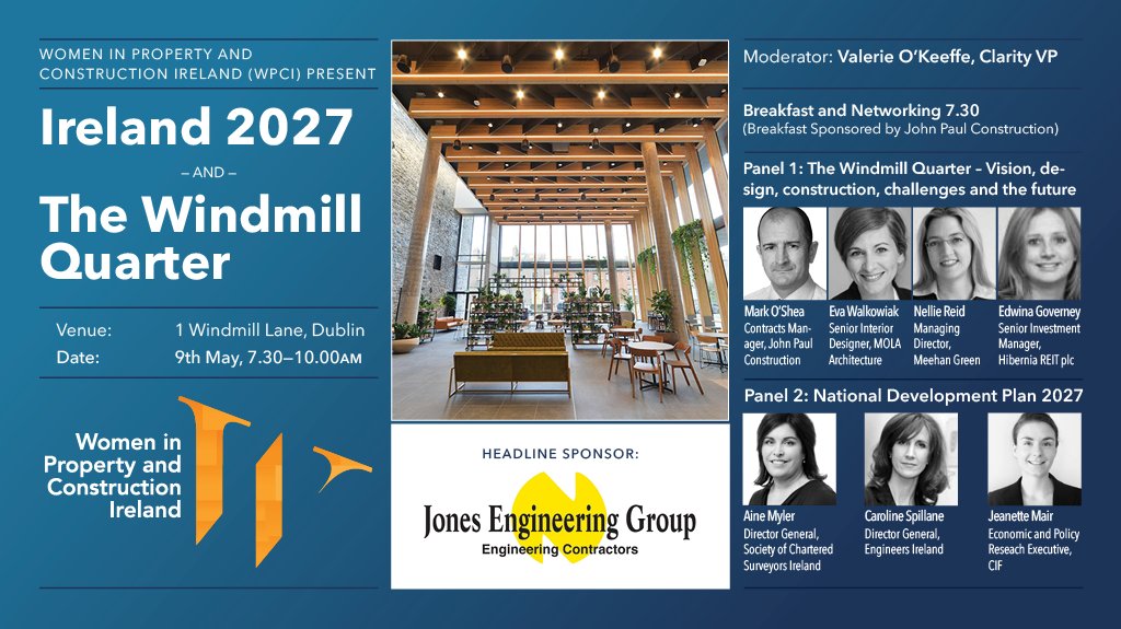 CNIreland's tweet image. Women in Property &amp;amp; Construction Ireland is a new business forum for women across the industry to network, gain insights into industry-specific challenges as well as do new business.  Contact hayley@constructionnetworkireland.com  #JonesEngineering #HiberniaREIT #JohnPaul