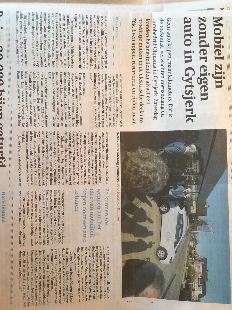 EBruinsSlot's tweet photo. Enthousiast initiatief ‘duurzaam rijden’ in de Tuk in Gytsjerk, elektrische deelauto te huur voor 25,- euro per dag, kun je geen tweede auto voor rijden en nog elektrisch ook! https://t.co/4vsxrpUpJH