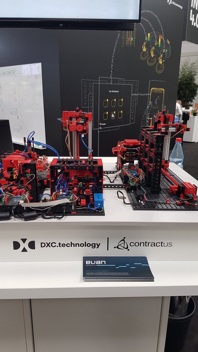 WLucny's tweet photo. Order Controlled Production - flexible #SmartFactory based on #blockchain technology. @DXCTechnology and @contractusB2B #DXCatHMI Hall6 B46 https://t.co/GjZ2nA8xam