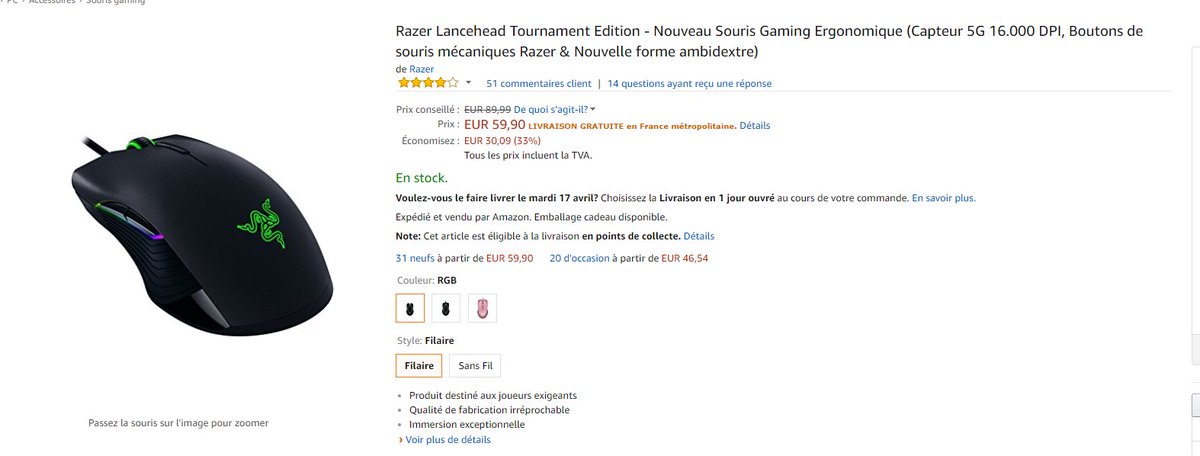 Pc_Gamer_Mania's tweet photo. Razer Lancehead Tournament Edition QUELLE SOURIS DE MALADE EN PLUS PAS CHER NOTRE LIEN SPÉCIAL POUR VOS PROCHAIN ACHAT  😀😍😍 : https://t.co/jpq1KEVaKm
#games #gamer #BH #sites #ps4 #pcgameur #pcprotable #france #bloggeurs #annonce #razer #souris #sourisgame https://t.co/ihM6Aefq0V