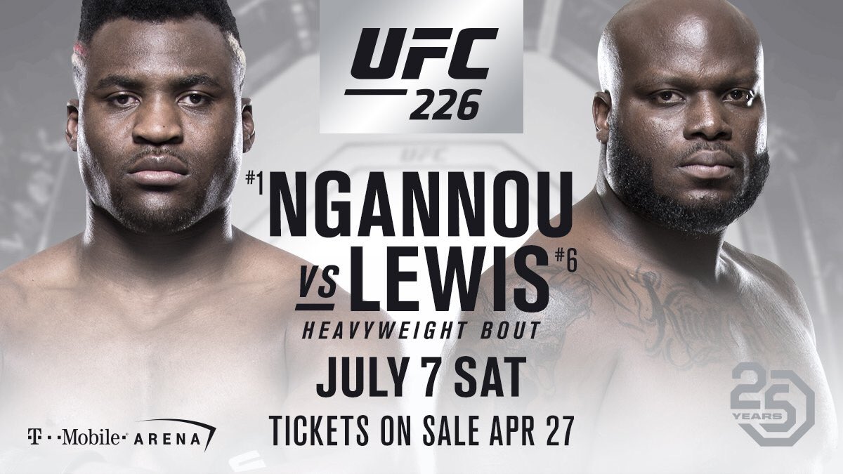 ufcontnt's tweet photo. #UFC226 is already looking like a legendary card 🔥

Miocic vs. Cormier 🏆
Holloway vs. Ortega 🏆
Ngannou vs. Lewis 👊
Medeiros vs. Perry 👊
Saki vs. Rountree Jr. 👊
Assuncao vs. Font 👊

If you’ve got plans for July 7th, cancel them... https://t.co/ZwtjF9Vdsm