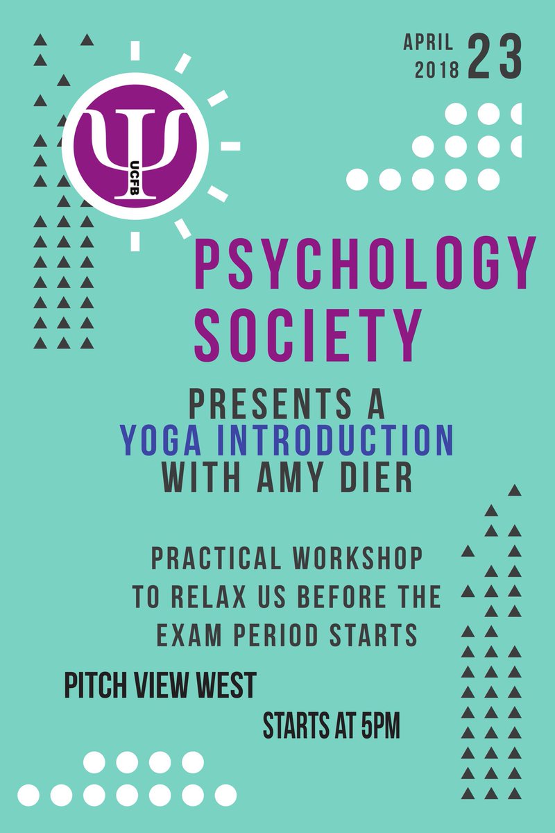 PSocietyUcfb's tweet photo. Event day! Join us today for a yoga session by @Amydier ! 5pm at Pitch View West. If you don’t have a mat bring a towel or blanket to sit on ☺️ Hope to see you there! @ucfbuk https://t.co/oH0Pc51vjq