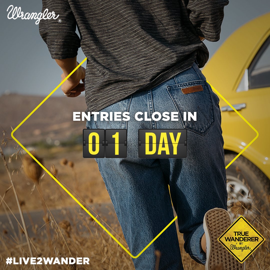 Wrangler_SA's tweet photo. Only 1 day left until entries close! If you #Live2Wander you could stand the chance to win a R30 000 South African adventure. To start your journey follow: https://t.co/qp1iuoLWVx #TrueWanderer https://t.co/6p72ZssHJM