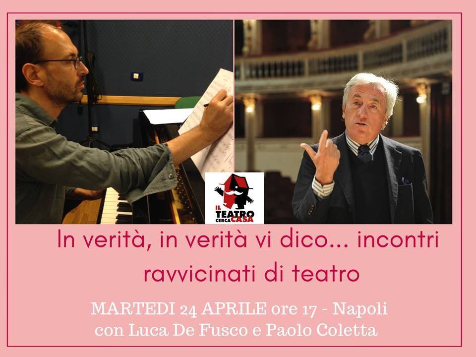 Su @Reportwebtv l'appuntamento di domani con "In verità, in verità vi dico... Incontri ravvicinati di teatro" con Luca De Fusco, direttore del Teatro Stabile di Napoli e Paolo Coletta, compositore, regista e autore. INGRESSO GRATUITO 
Per prenotarsi > bit.ly/2fSRhOW