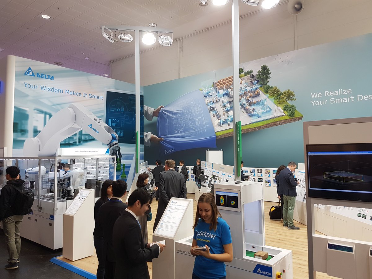 DeltaEMEA's tweet photo. Good morning Hannover! The first day of @hannover_messe just started and we would like to welcome you in hall 11 at our stand A57. Experience Delta’s High-Caliber Solutions for #SmartManufacturing &amp; #energyefficiency #DeltaEMEA #HM18
https://t.co/URkLXVLD2J https://t.co/3zbjh5LmD3