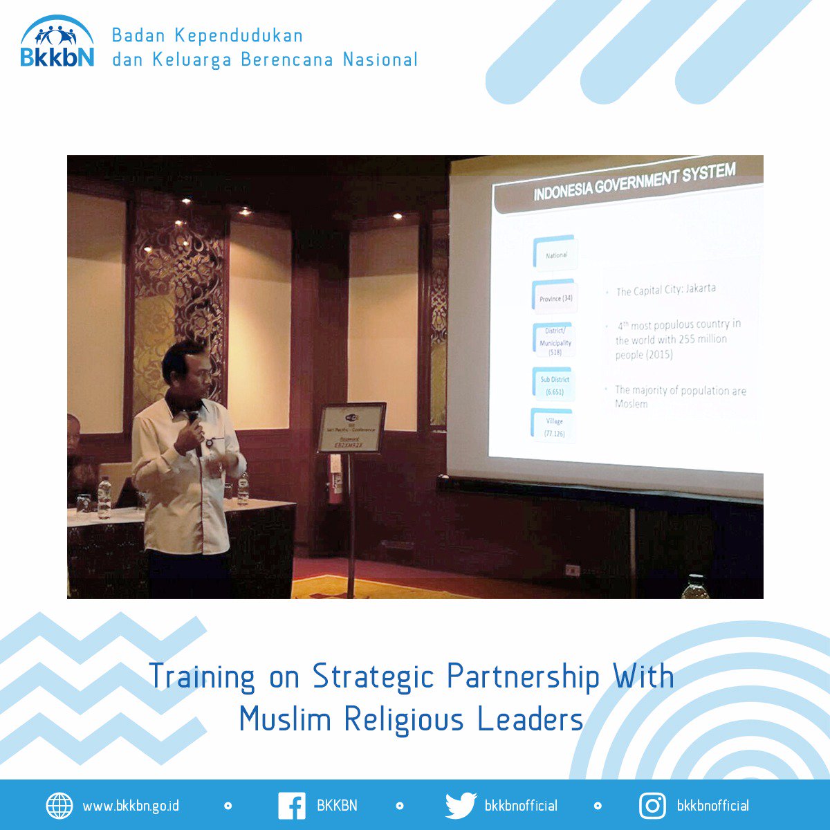 kemendukbangga's tweet photo. Pada 23-28 April 2018 berlangsung Training on Strategic Partnership with Muslim Religious Leaders. Acara  ini bertujuan untuk berbagi pengalaman dan yang terbaik untuk... #InternationalTraining #MuslimReligiousLeaders #FamilyPlanningProgram #SouthSouthTriangularCooperation https://t.co/YEzmEX2ukg