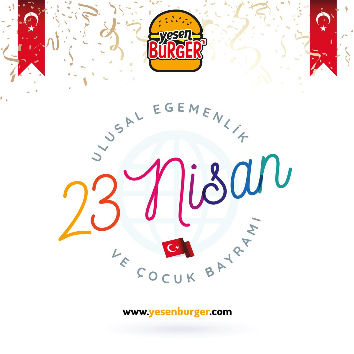 23 Nisan Ulusal Egemenlik ve Çocuk Bayramı kutlu olsun.
#23Nisan #UlusalEgemenlikveÇocukBayramı #YesenBurger