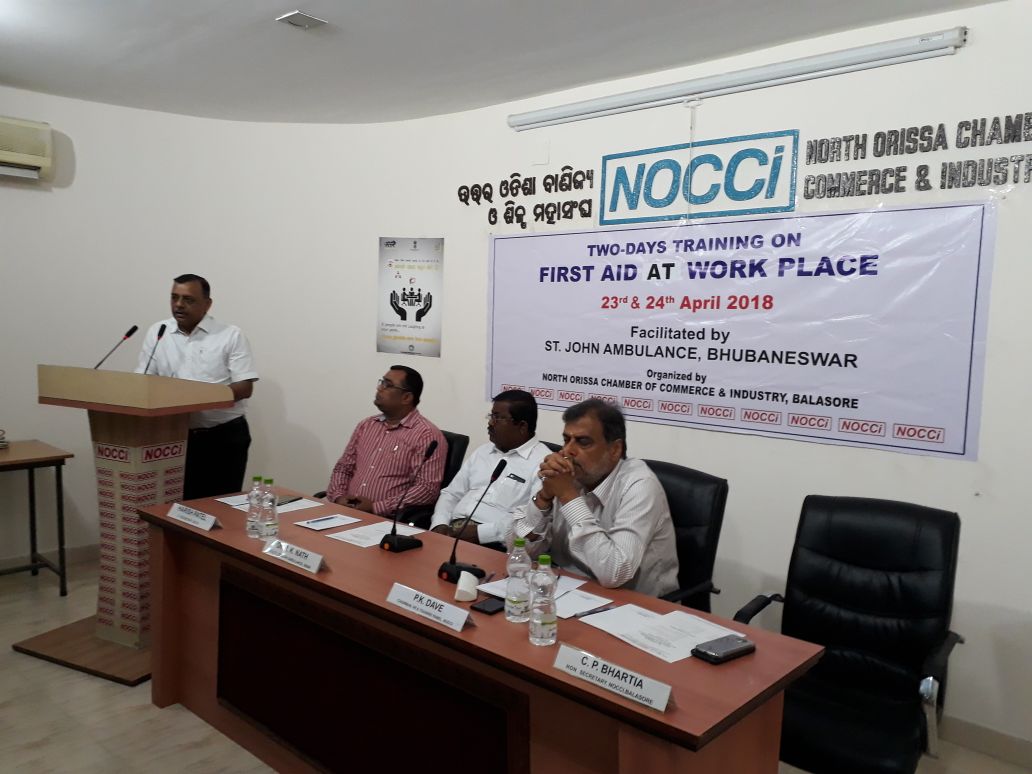 NOCCiBalasore's tweet photo. #Safety first ..for #MakeInOdisha. 2-day #Training program on #FirstAid at #work_place conducted by #NOCCi at Balasore, facilitated by #St_John_Ambulance in progress with 35 participants from local #industry @MsmeDepartment @LESIOdisha @odishahfw @InvestInOdisha #safe_workplace https://t.co/8krVaucsJ2