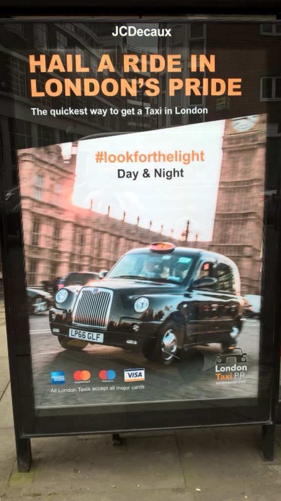 londontaxi_pr's tweet image. HERE IT IS ! 
Our new trade advertising campaign went live today, on 80 bus stops. This one is situated on Goswell road. Look out for it &amp;amp; many others spread out around London. If you see one take a picture &amp;amp; tweet it with its location &amp;amp; hashtag #lookforthelight