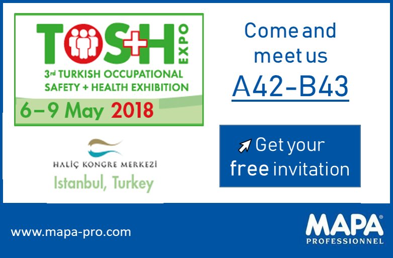 Come and meet us at TOSH Expo in May in Istanbul! Get your free invitation by clicking here: >toshexpo2018.azurewebsites.net/index.aspx?l=t… More information about our protective gloves on mapa-pro.com #protectivegloves #healthandsafety #mapapro