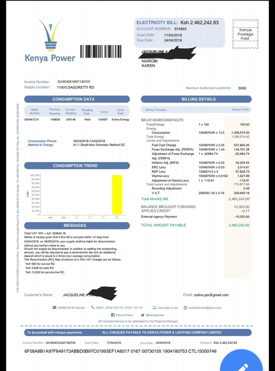 Utility Bill Kenya Sample Pdf