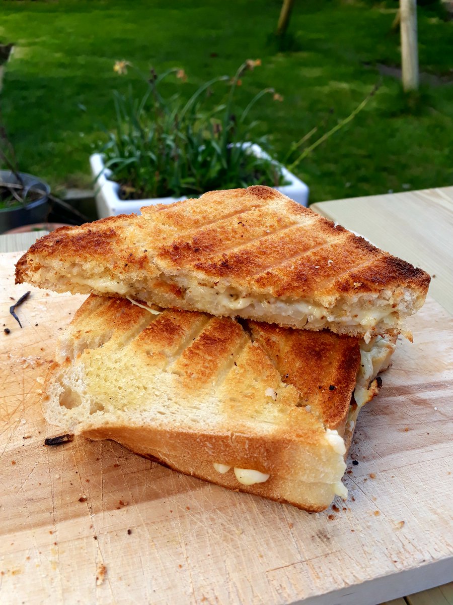 Looking for the crispest, most delicious cheese &amp; onion toastie? Get your BBQ fired up with charcoal! Every bite starts with a crunch that merges into the soft crumb and then that savoury hit. All accentuated by a light smokiness of the fire. 
#realbread #realfire #gasisnobbq