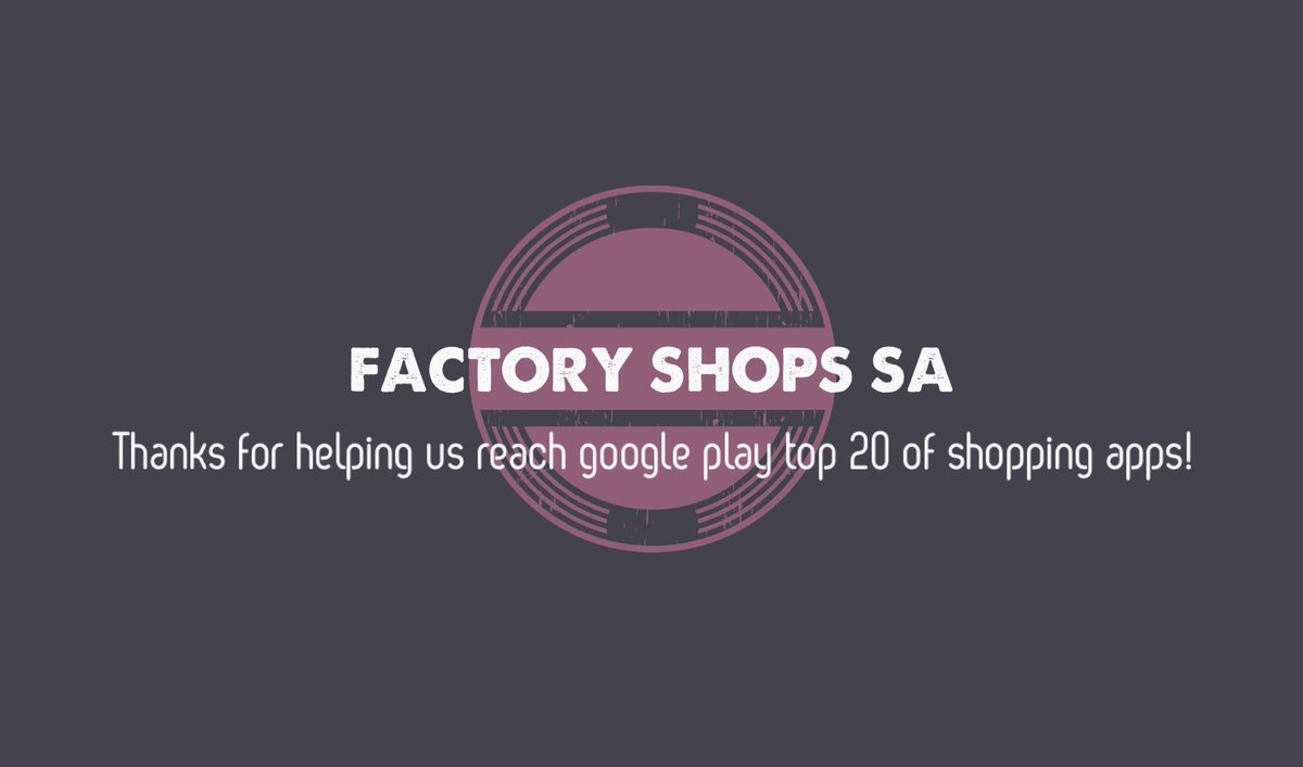DreamWeaveDigit's tweet photo. App For Sale: Our Most Downloaded App Ever - Factory Shops SA
https://t.co/wJrENDimNI https://t.co/xFYAvdMRsE