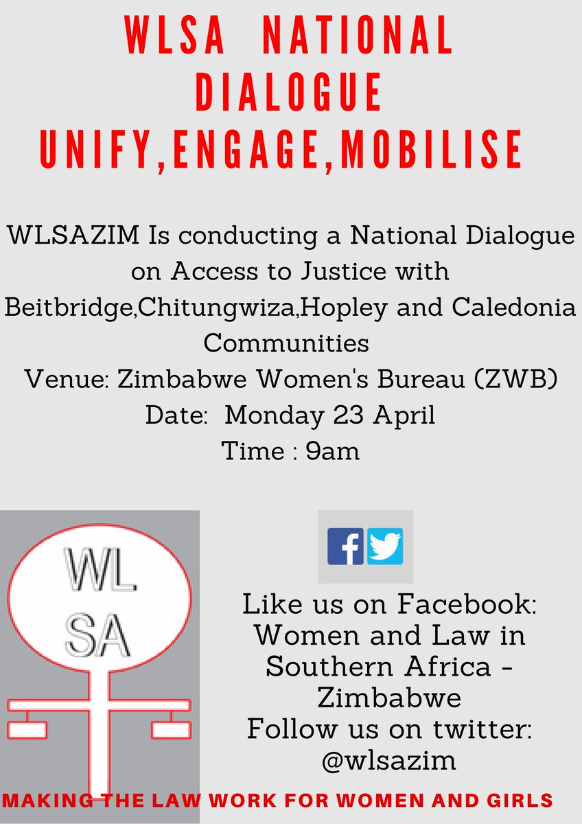 wlsazim's tweet photo. #Improvingaccesstojustice follow and engage in our conversations . We have #Judicialservicecommission #ZRPVictimfriendlyunit #Minofjusctice #Gendercommission #NationalProsecutionAuthority #ZimbabwePrisonscorrectionalservices @zhrc365 @MakazaDorcas @WCOZIMBABWE #Nationaldialogue https://t.co/b50kJvT4KF