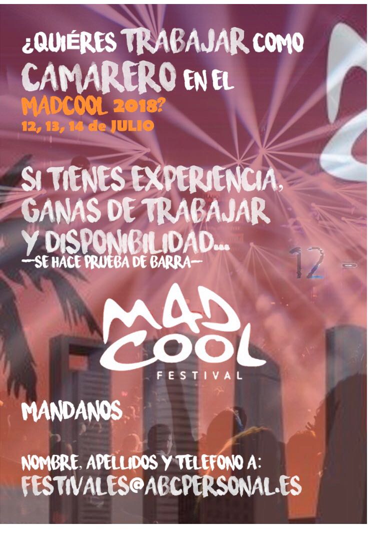 ABC_PERSONAL's tweet photo. Anímate a trabajar con nosotros!

Te esperamos en nuestra selección para MadCool ☺

#personal #eventos  #camarero https://t.co/W6q5zlw21I