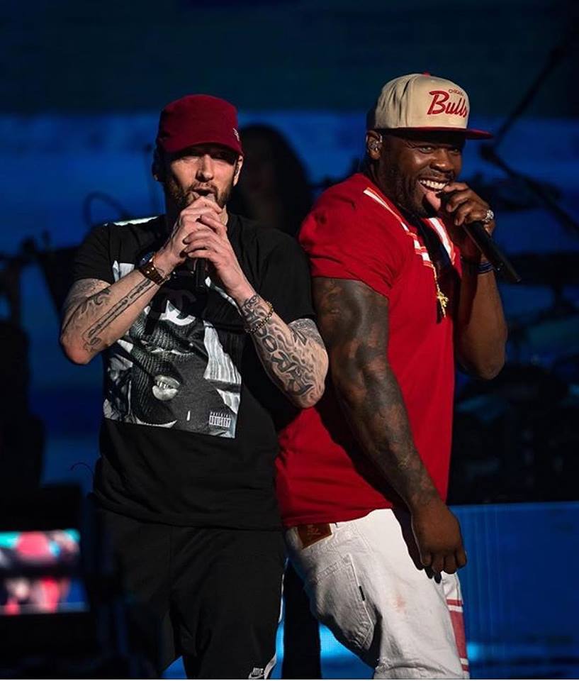 newsforcelebz's tweet image. . @Eminem &amp;amp; @50cent at #Coachella2018 (Second week) 

Eminem wearing @WESTSIDEGUNN's "Hitler Wears Hermes 2" t-shirt 🔥🔥🔥