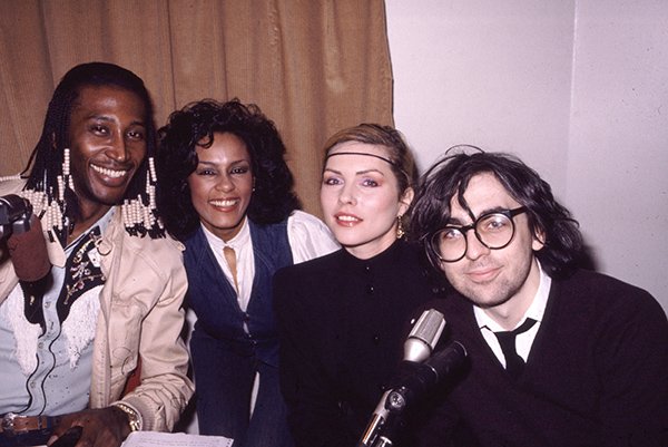 Debbie Harry/BLONDIE on "Frankie Crocker, Liz Black, Debbie &amp; Chris at WBLS in New York City promoting 'Rapture' during 1981. “Frankie was almost single handedly responsible for 'Rapture' breaking in the