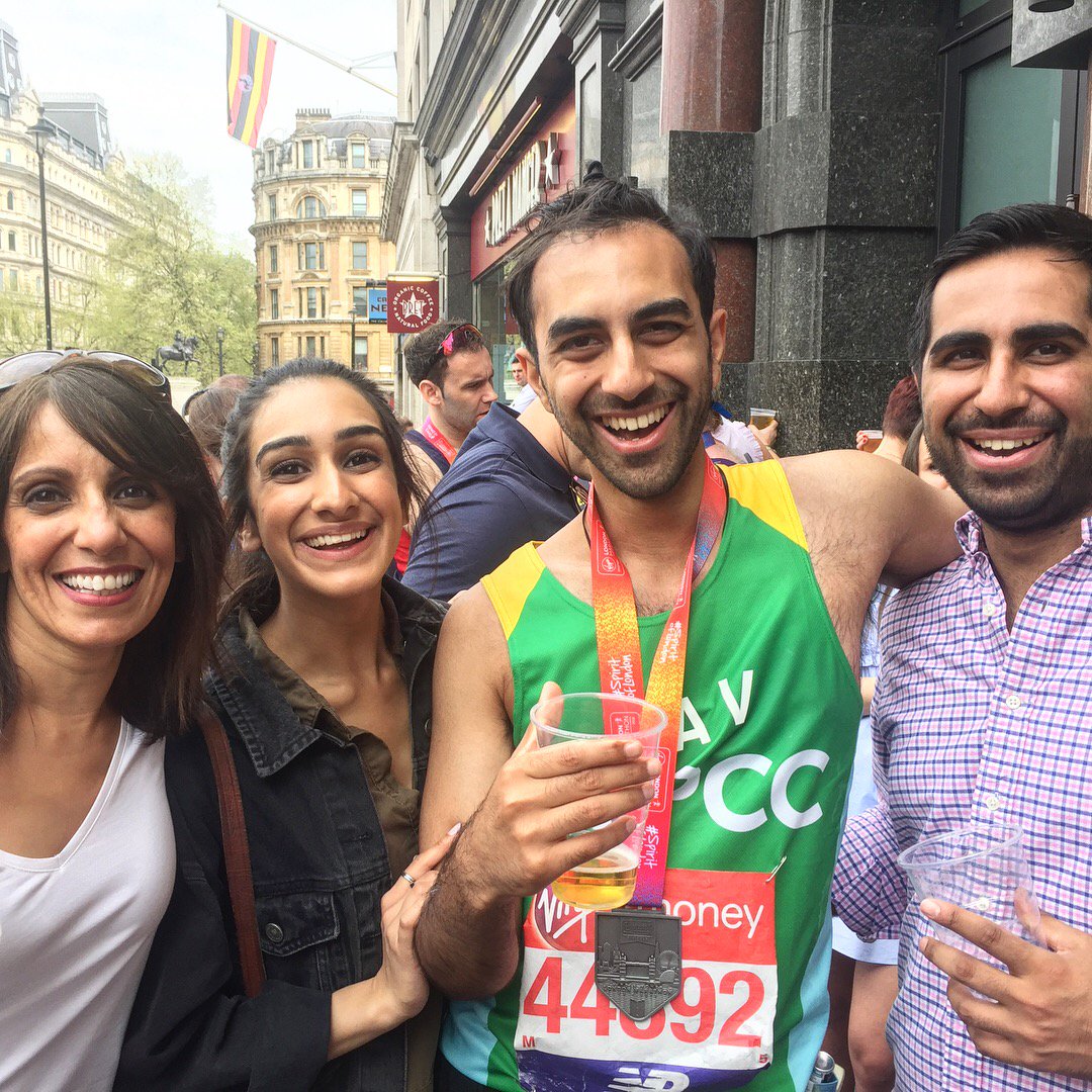 Feeling a little sore, but still smiling after finishing the <a href="/LondonMarathon/">TCS London Marathon</a> for the amazing <a href="/NSPCC/">NSPCC</a> - congrats to all the runners and thank you to all the supporters who came down and friends who donated so generously! You can still donate here: justgiving.com/fundraising/na… Thanks!