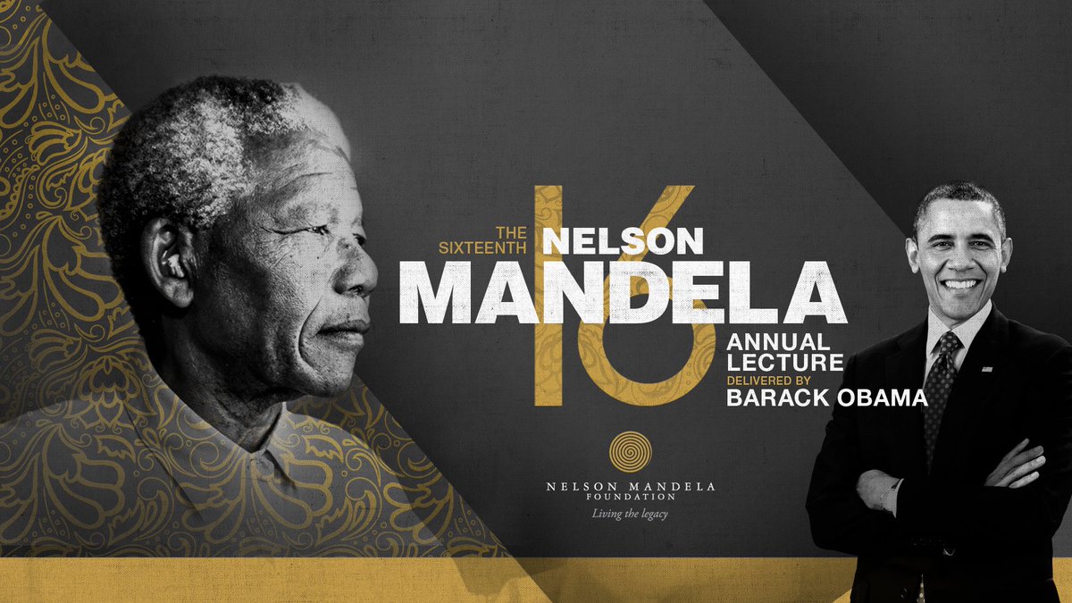 The <a href="/NelsonMandela/">NelsonMandela</a> Foundation is honoured to announce that  President Barack Obama accepted our invitation to be the speaker at this year’s The 16th Nelson Mandela Annual Lecture to take place in Johannesburg on 17 July, ahead of Madiba’s birthday - @SelloHatang <a href="/ObamaFoundation/">The Obama Foundation</a>