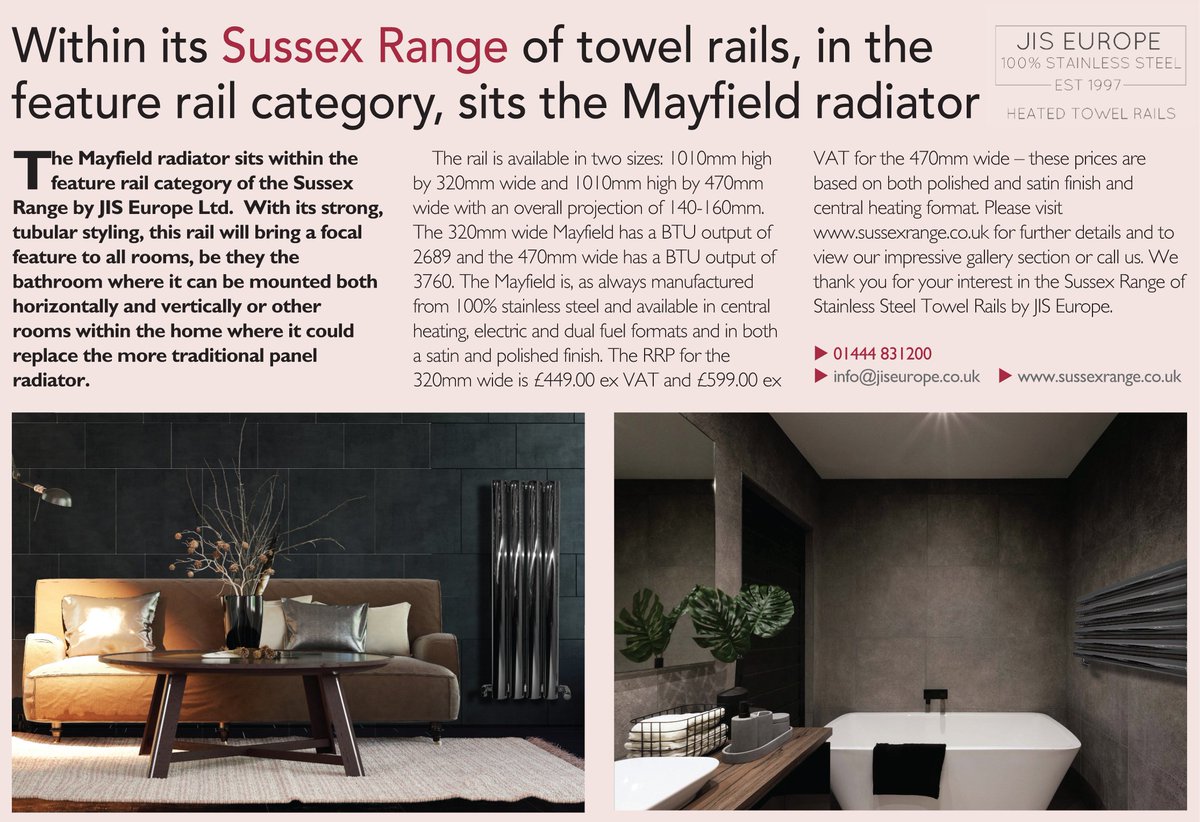 Pick up a copy of this month’s @bkumagazine to read all about our large tubular radiator, the Mayfield. #bathroom #bathroominspo #bathroomdesign #heatedtowelrail #towelrail #radiator #100percentstainlesssteel #stainlesssteel #modernbathroom #designer #design #designerbathroom