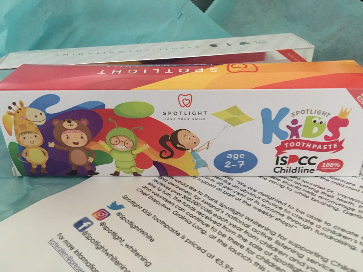 mykidstime's tweet photo. Have you seen the Spotlight Kids toothpaste from @SpotlightWhite? It’s made in Ireland and 100% of profits go to @ISPCCChildline available at pharmacies nationwide brush teeth and help charity win win! #spreadmoresmiles 🤩 https://t.co/FSBuUFXjX7