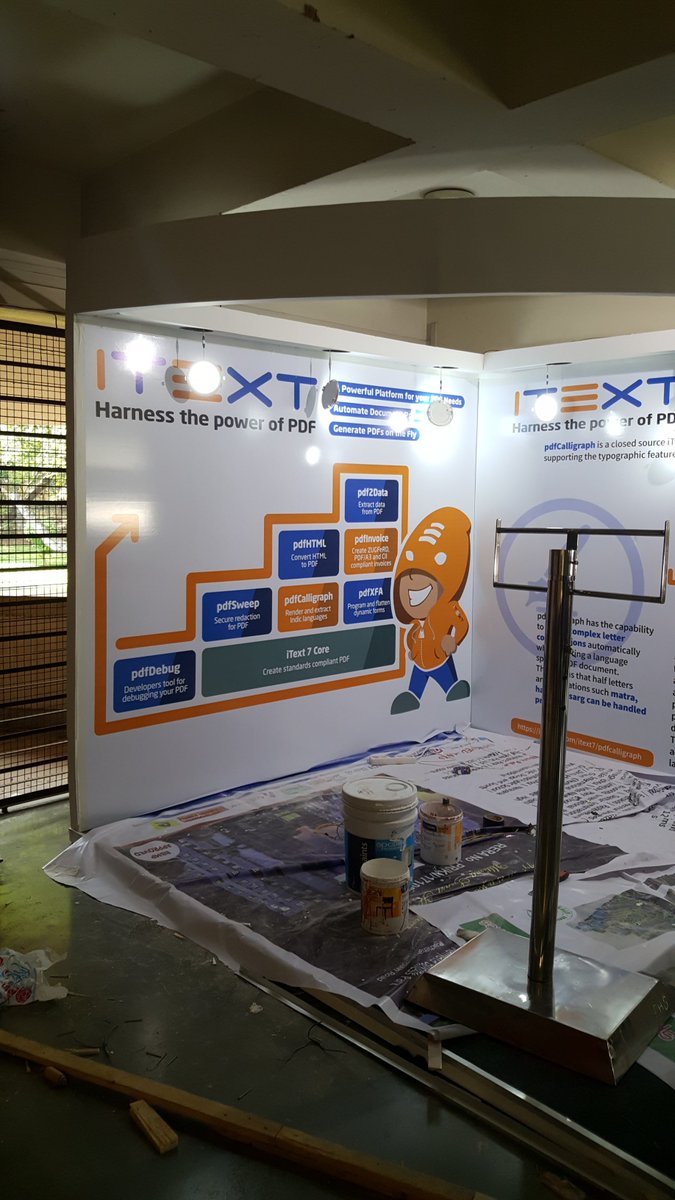 bruno1970's tweet photo. Preparing for #GIDS18 in Bangalore. The @iText booth will look fabulous at the @greatindiandev tomorrow. https://t.co/oXsW1mLTMh