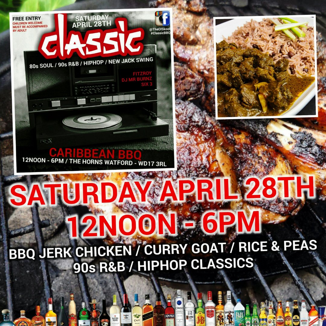 OSPUK's tweet photo. Saturday #HornsWatford 12Noon - 6PM #CaribbeanBBQ 80s 90s #RnB #HipHop #NewJackSwing #Soul #Watford @hornswatford https://t.co/5WeaoEcc9N