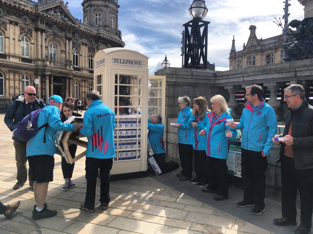 DaveHarrisonGo's tweet photo. This week is World Immunisation Week. To mark the event 2 phone boxes are being filled with sugar in Hull's Queen Victoria Square. In 1961 more than 350,000 people in the city were given the polio vaccination in 1 week thanks to 3,000 volunteers. The exhibition marks that effort. https://t.co/P6cI9RQbD8