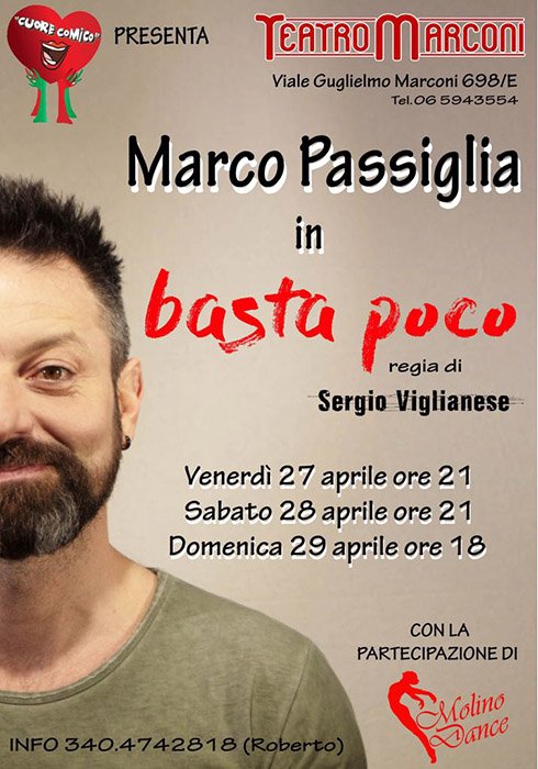 #Roma <a href="/TeatroMarconi/">Teatro Marconi</a> presenta <a href="/MarcoPassiglia/">Marco Passiglia</a> in "#Bastapoco" #comicità assoluta
buonaseraroma.it/web2016/it/blo…